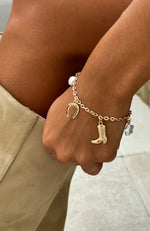 Not My First Rodeo Charm Bracelet Gold