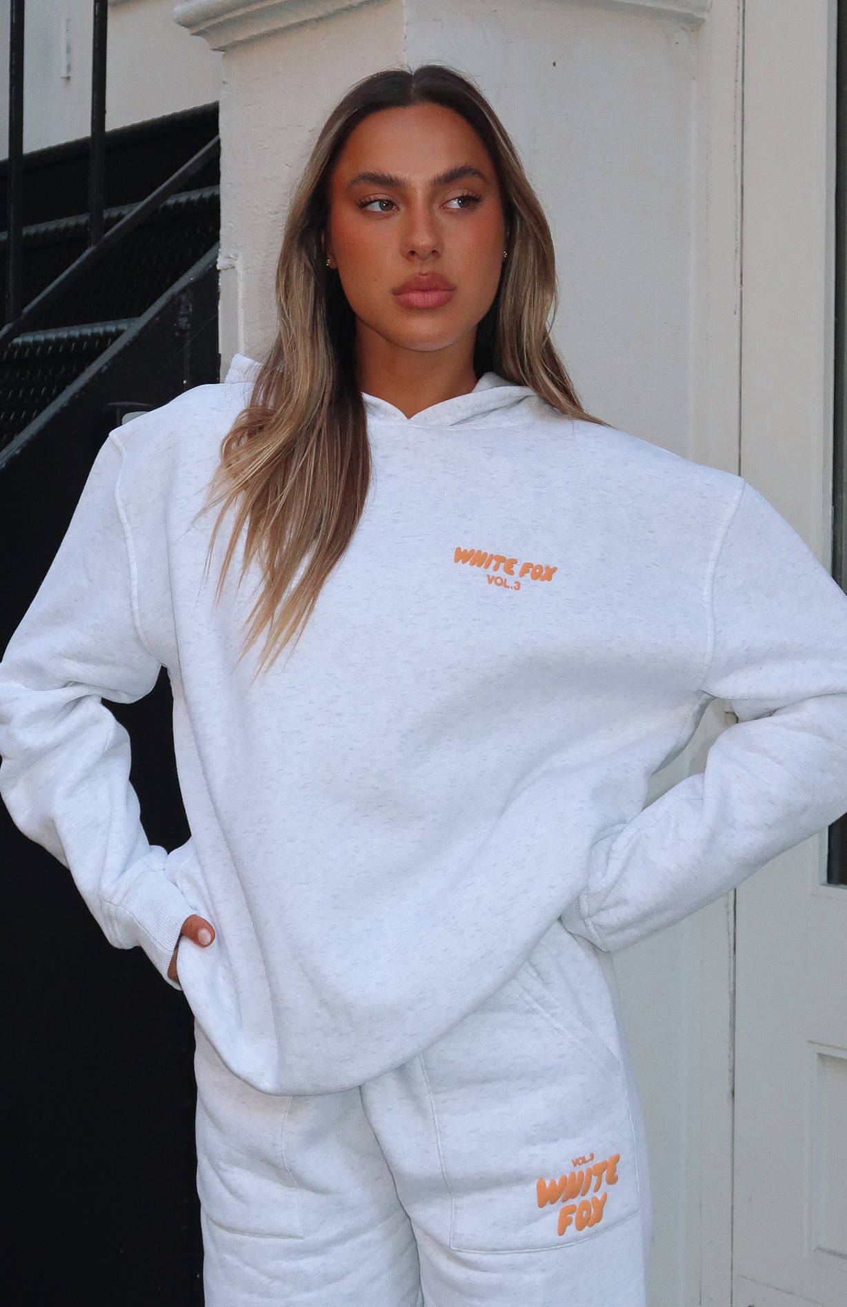 Offstage Hoodie Peach Fizz White Fox Boutique UK