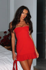 Parisian Dream Strapless Mini Dress Red