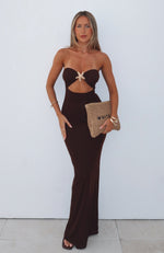 Pray For Forgiveness Strapless Maxi Dress Chocolate