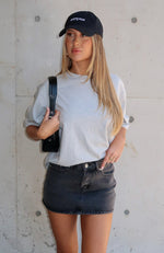 Press Reset Denim Mini Skirt Washed Black