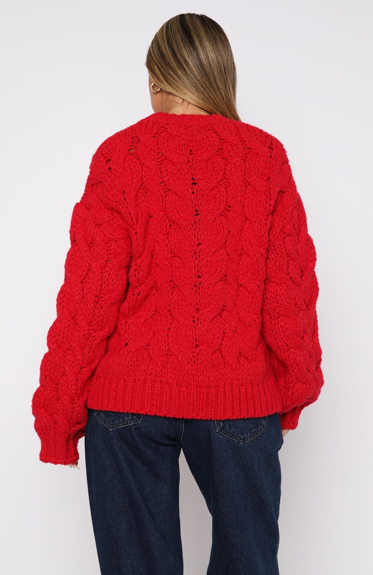 Real Feelings Oversized Knit Sweater Cherry Red | White Fox