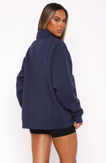 High Standard Zip Front Sweater Navy