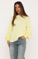 Comfy Girl Oversized Long Sleeve Tee Lemon