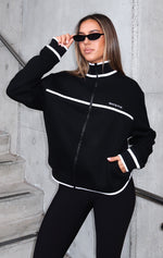 Sign Me Up Zip Front Sweater Black