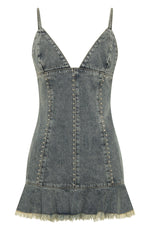 Sweet And Sour Denim Mini Dress Sand Wash