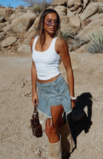 Sweet And Sour Denim Mini Skirt Sand Wash