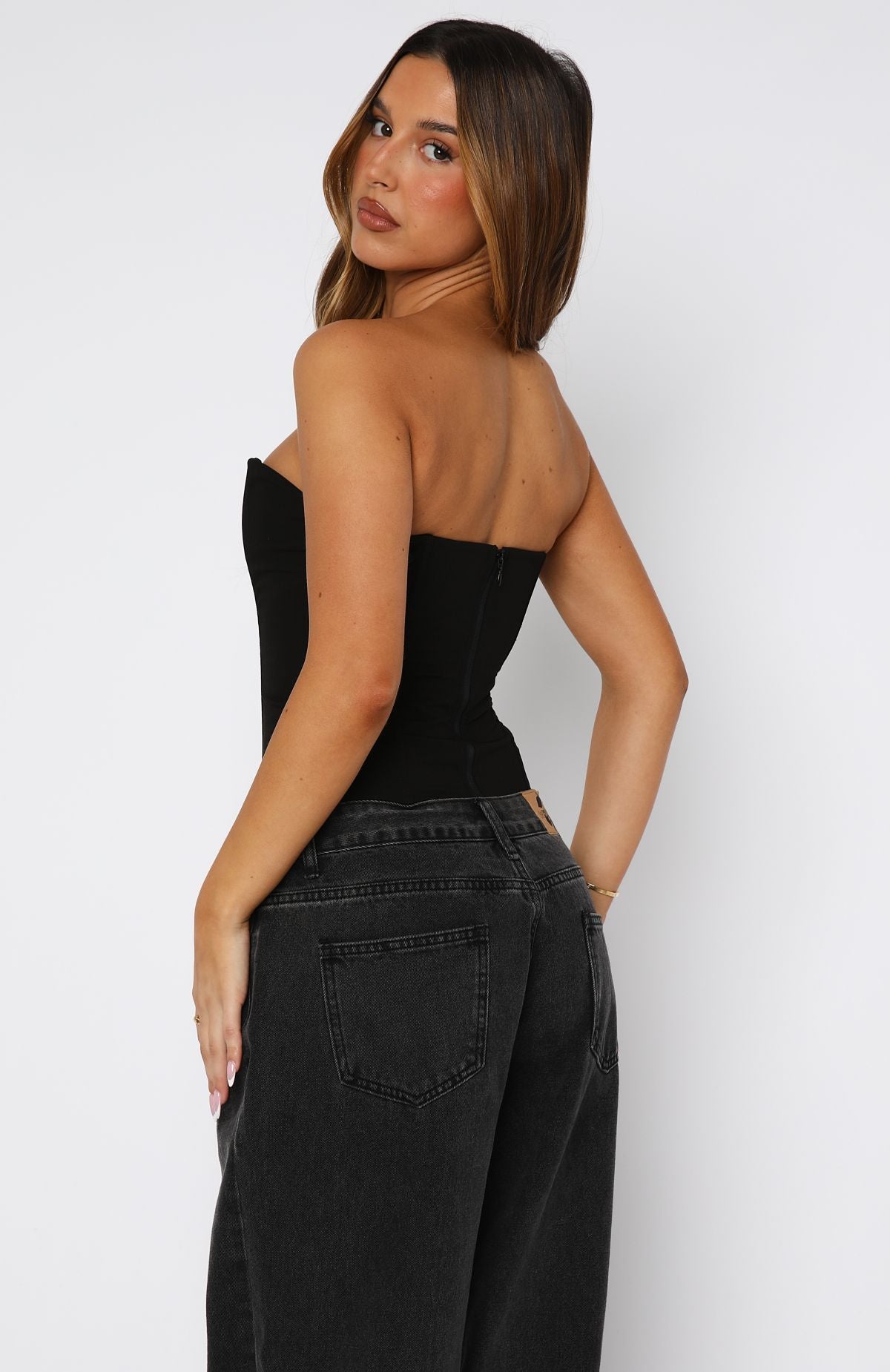 On The Town Bustier Black | White Fox Boutique UK