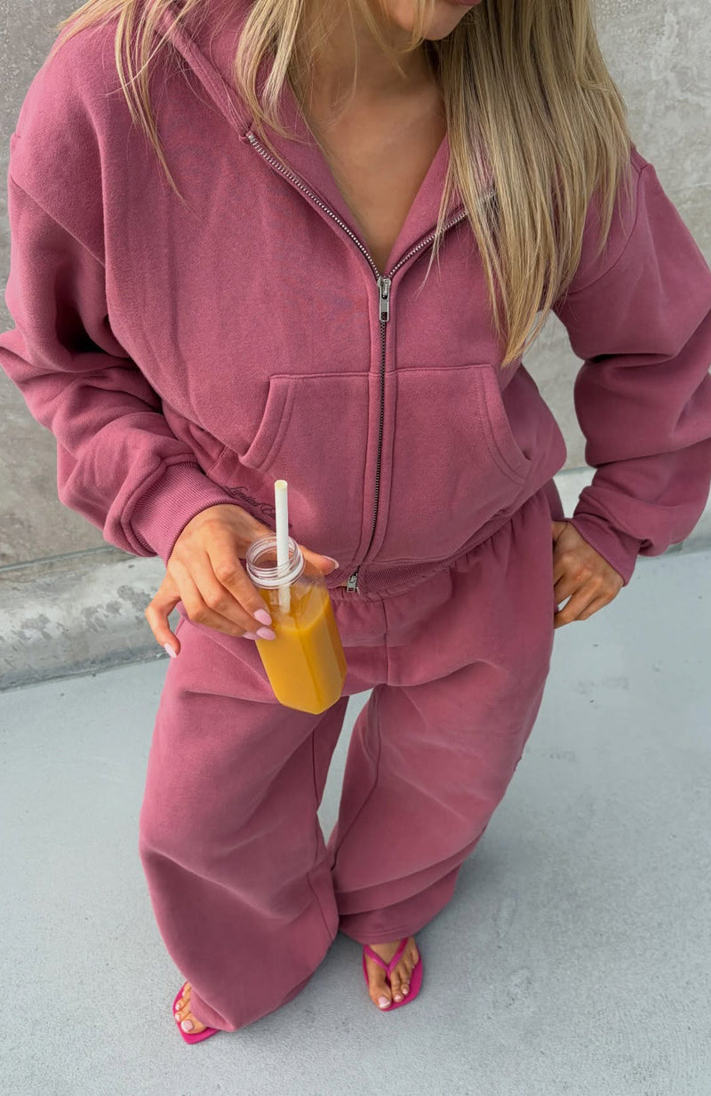 Studio 17 Willa Boxy Zip Front Hoodie Dusty Plum