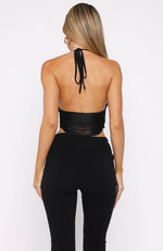 Roller Queen Fringe Halter Top Black | White Fox Boutique UK