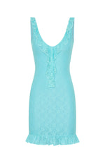 Take A Bow Mini Dress Aqua