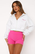 Stepping Out Cropped Hoodie Grey Marle/Pink