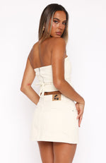 Leah Strapless Denim Top Cream