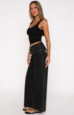 About A Girl Mid Rise Wide Leg Jeans Black Acid