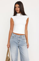 No Apologies Needed High Neck Top White