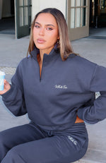 Match Your Words Zip Front Sweater Navy