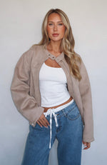 Watchin' Out Suede Bomber Jacket Sand