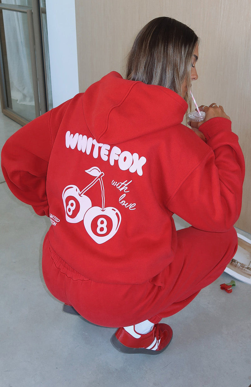 With Love In The Moment Oversized Hoodie Red