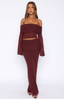 In Too Deep Knit Maxi Skirt Burgundy