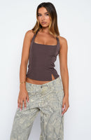I'm Next Halter Top Chocolate
