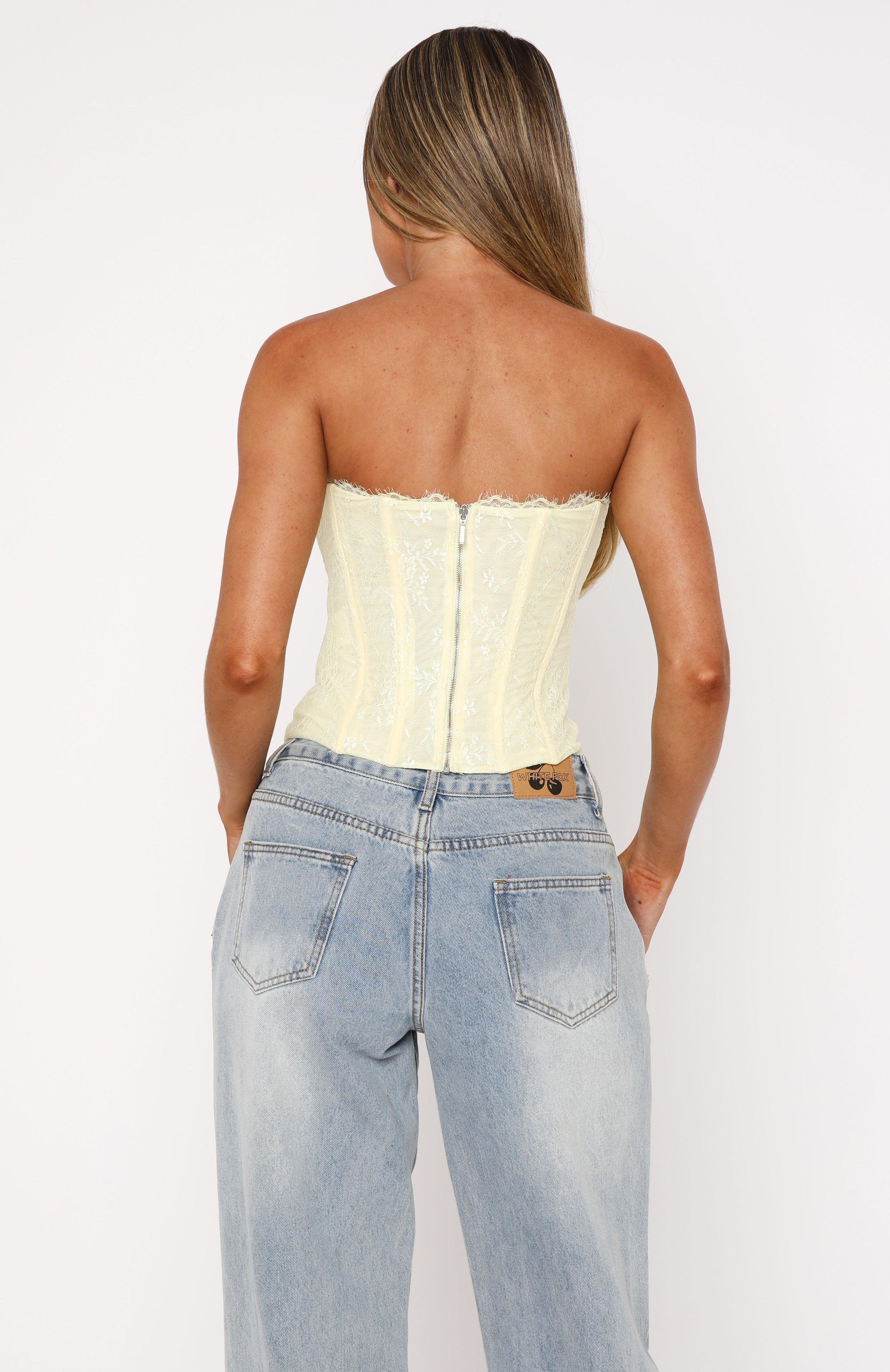 The Old Days Strapless Bustier Lemon | White Fox Boutique UK