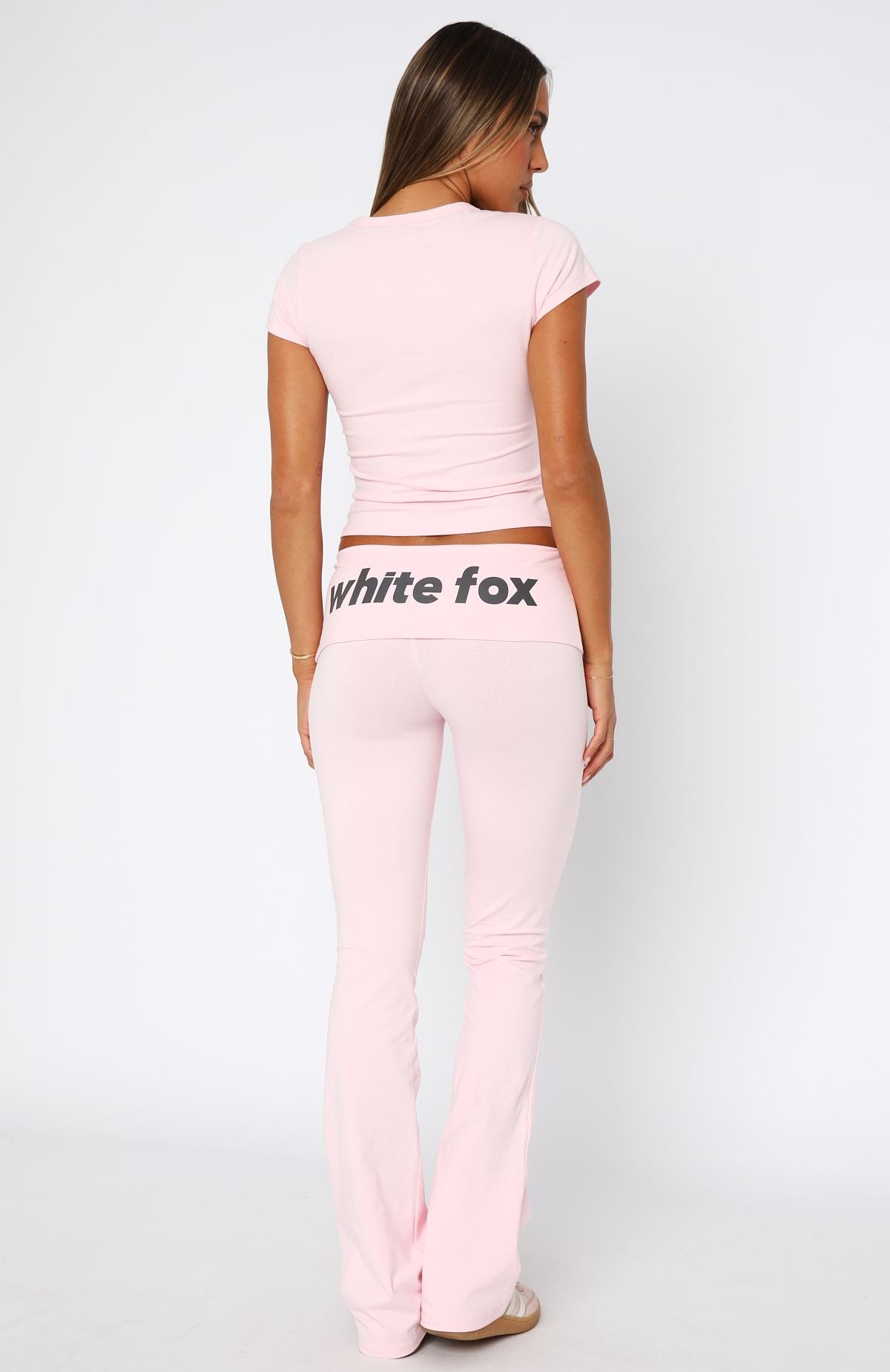 From The Archives Gigi Fold Over Flare Pants Pink | White Fox