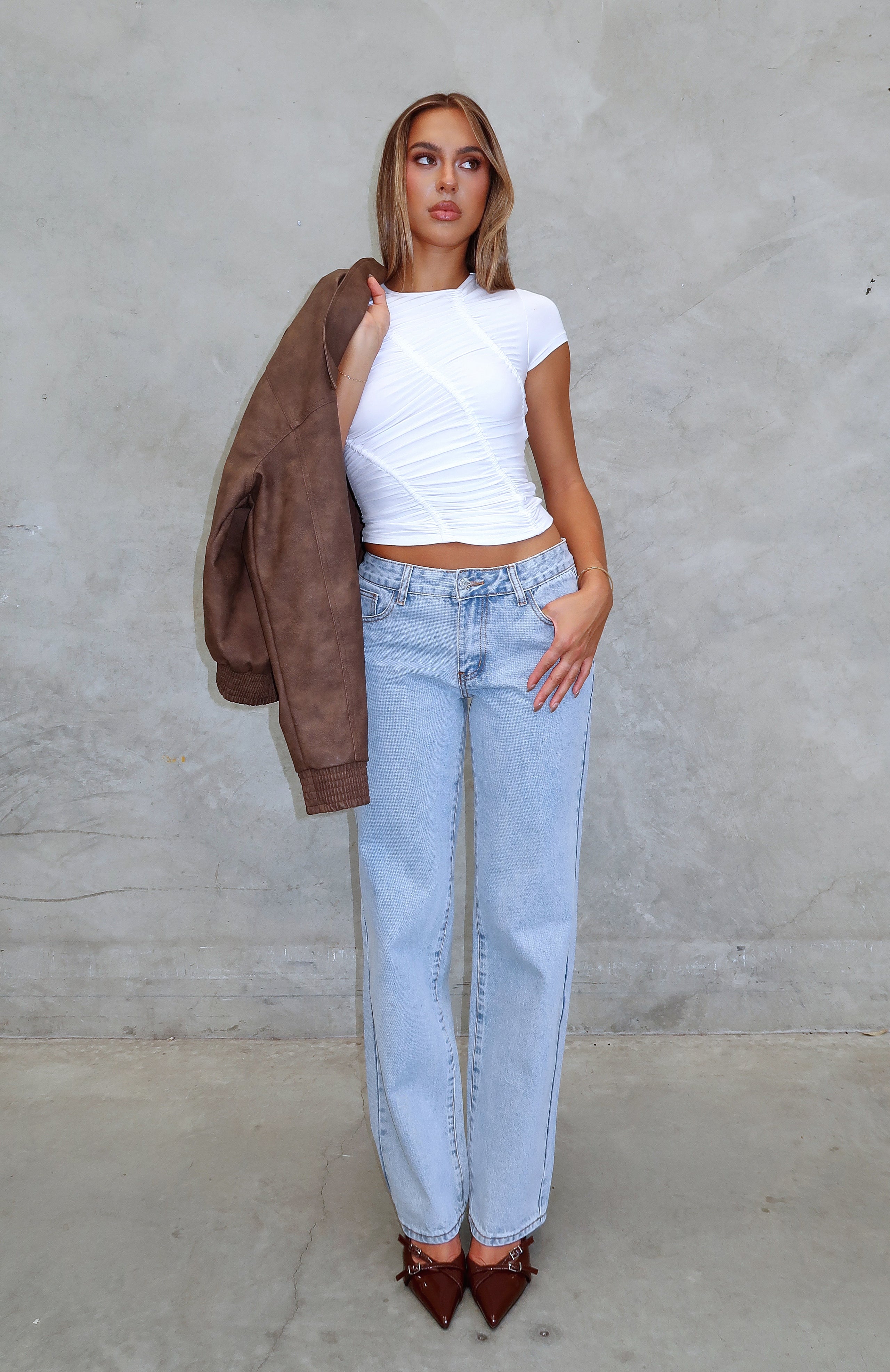 Zara Low Rise Straight Leg Jeans Light Blue White Fox Boutique UK