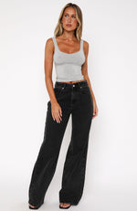 Lola High Rise Wide Leg Jeans Black Acid
