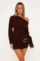 All Over You Long Sleeve Mini Dress Burgundy