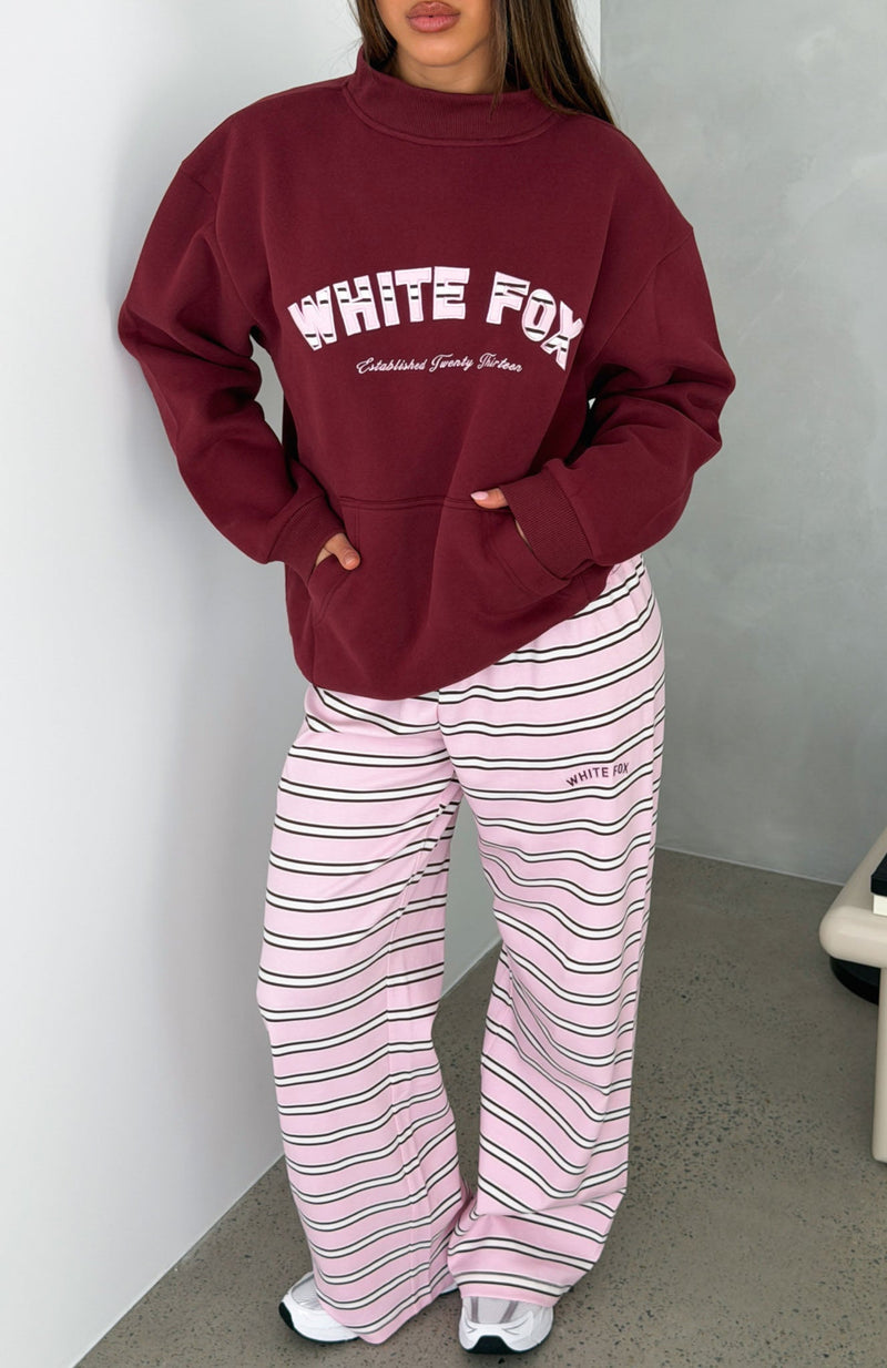 Be Good To Me Mock Neck Sweater Burgundy