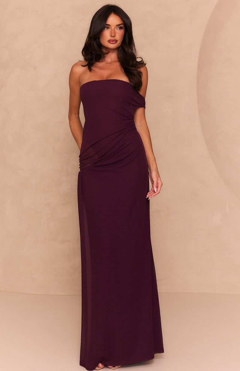 Best Dressed Guest Strapless Maxi Dress Dark Cherry