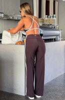 Crunch Mid Rise Wide Leggings Dark Chocolate/Cream