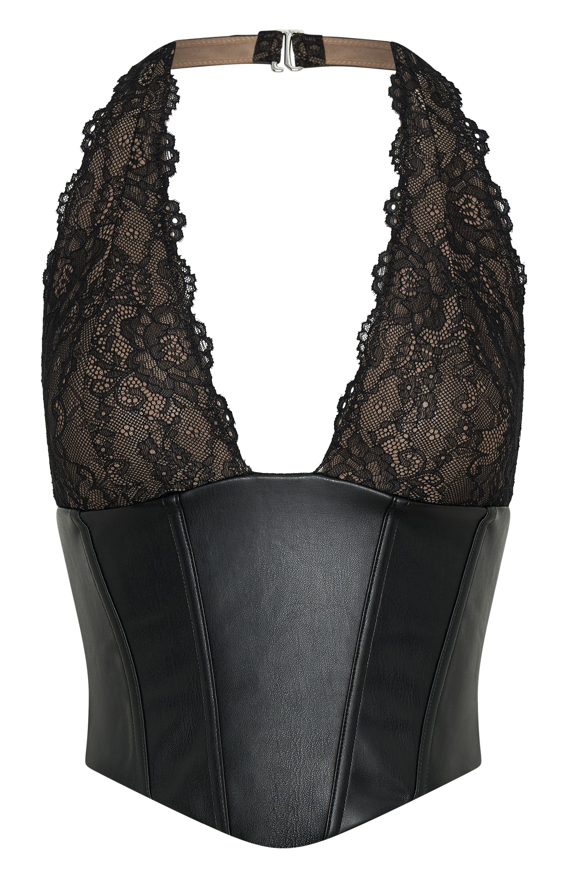 Dreams And Delights PU Bustier Black | White Fox Boutique UK