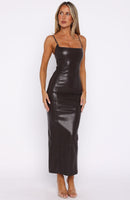 Forever Wanting PU Midi Dress Chocolate