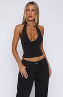 Believing The Lies Halter Top Charcoal