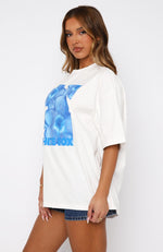 Bloom For You Oversized Tee White/Blue