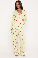 Pillow Talk Printed Long Sleeve Pyjama Set Lemon Strawberry