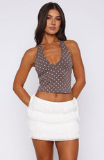 Have To Getaway Halter Top Chocolate Polka Dot