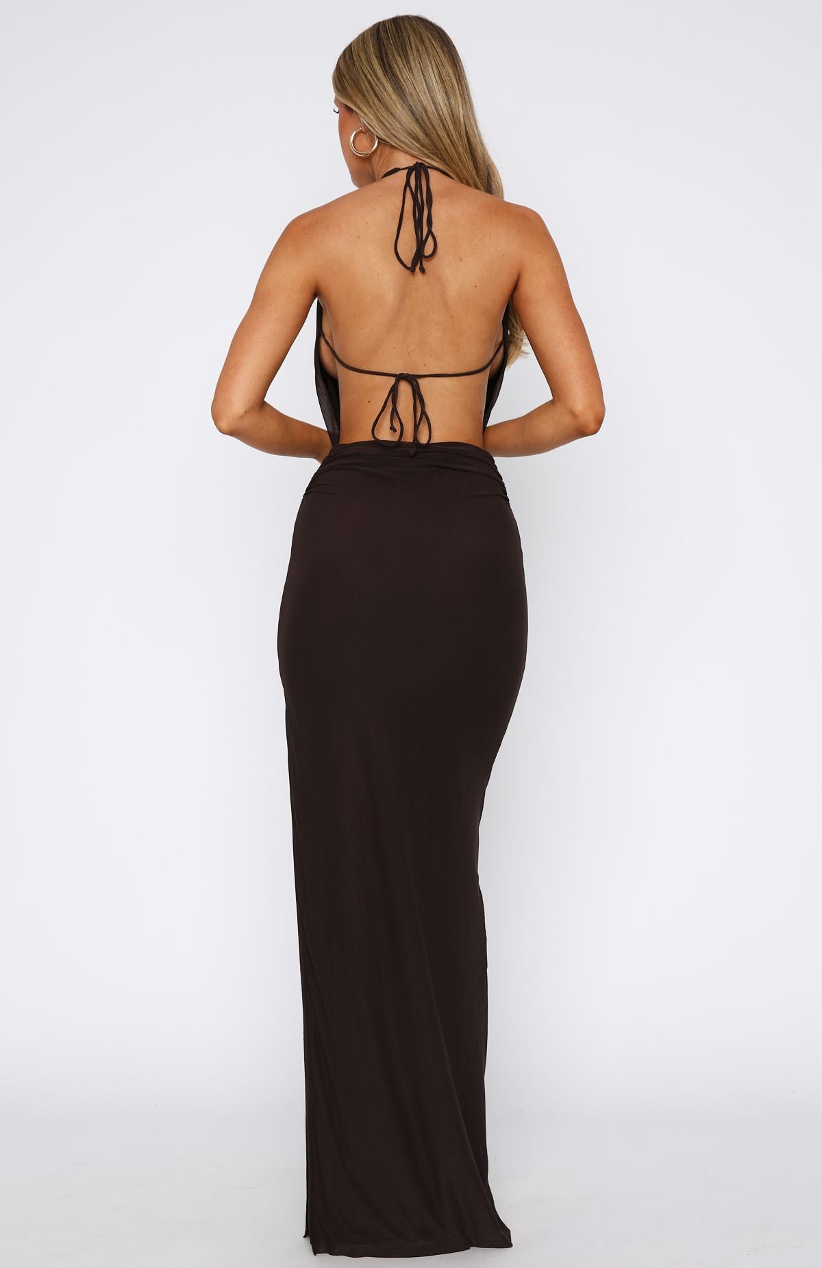 neither one of us maxi dress burgundy Chocolate Color:Peach Bellini true to size Drop:2 See Through Evening Dresses