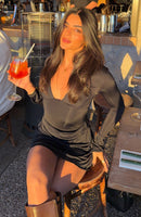 Be Right Back Long Sleeve Mini Dress Black