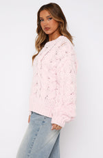 Real Feelings Oversized Knit Sweater Baby Pink