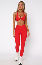 Ready Set Go Cross Front Leggings Red