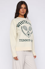 Tennis Club Knit Sweater Cream