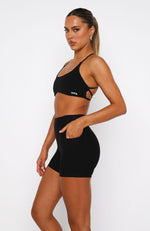 Agile High Waisted Pocket Shorts Black