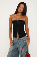 Feels Different Now Strapless Bustier Black