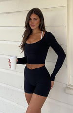 Can't Lose Long Sleeve Crop Black