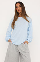 Comfy Girl Oversized Long Sleeve Tee Blue