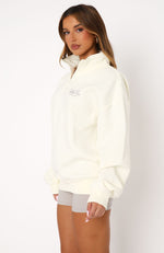 Blind Sided Zip Front Sweater Off White