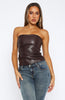 Well Behaved Strapless PU Bustier Chocolate