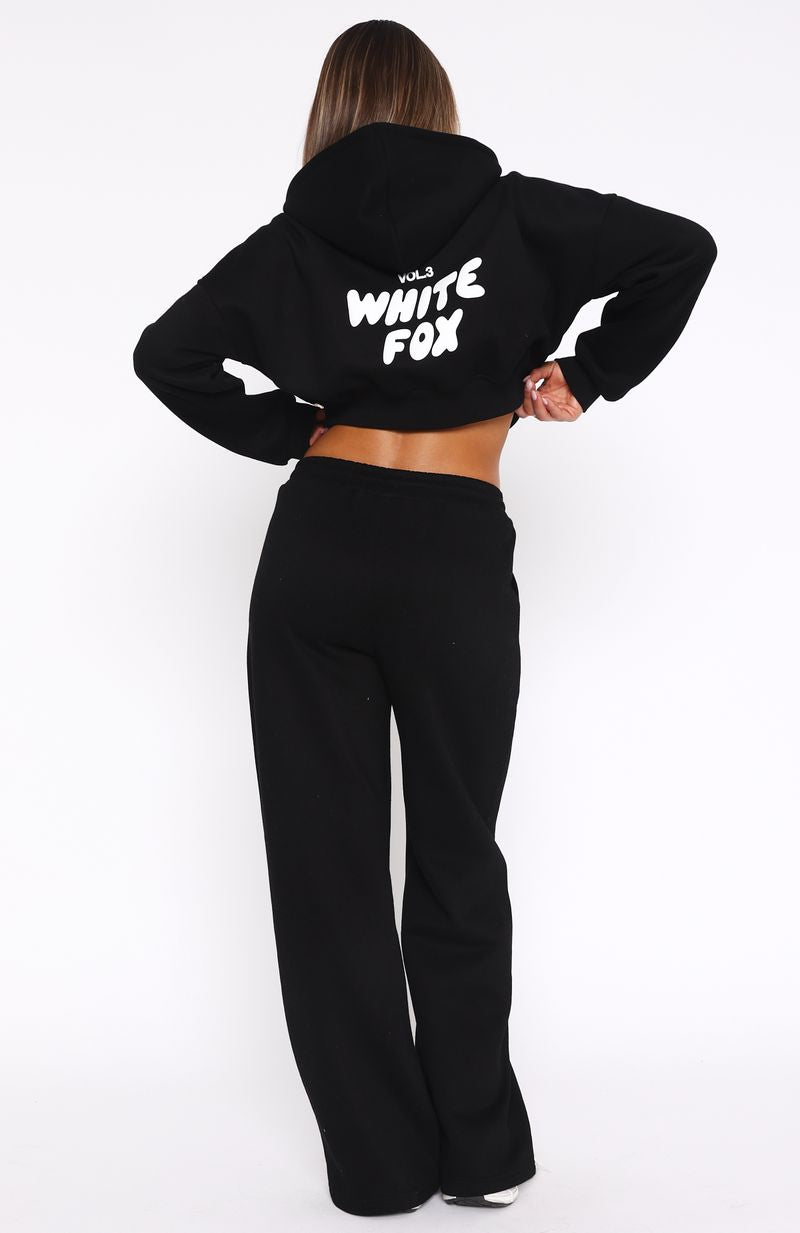 Offstage Wide Leg Sweatpants Monochrome | White Fox Boutique UK